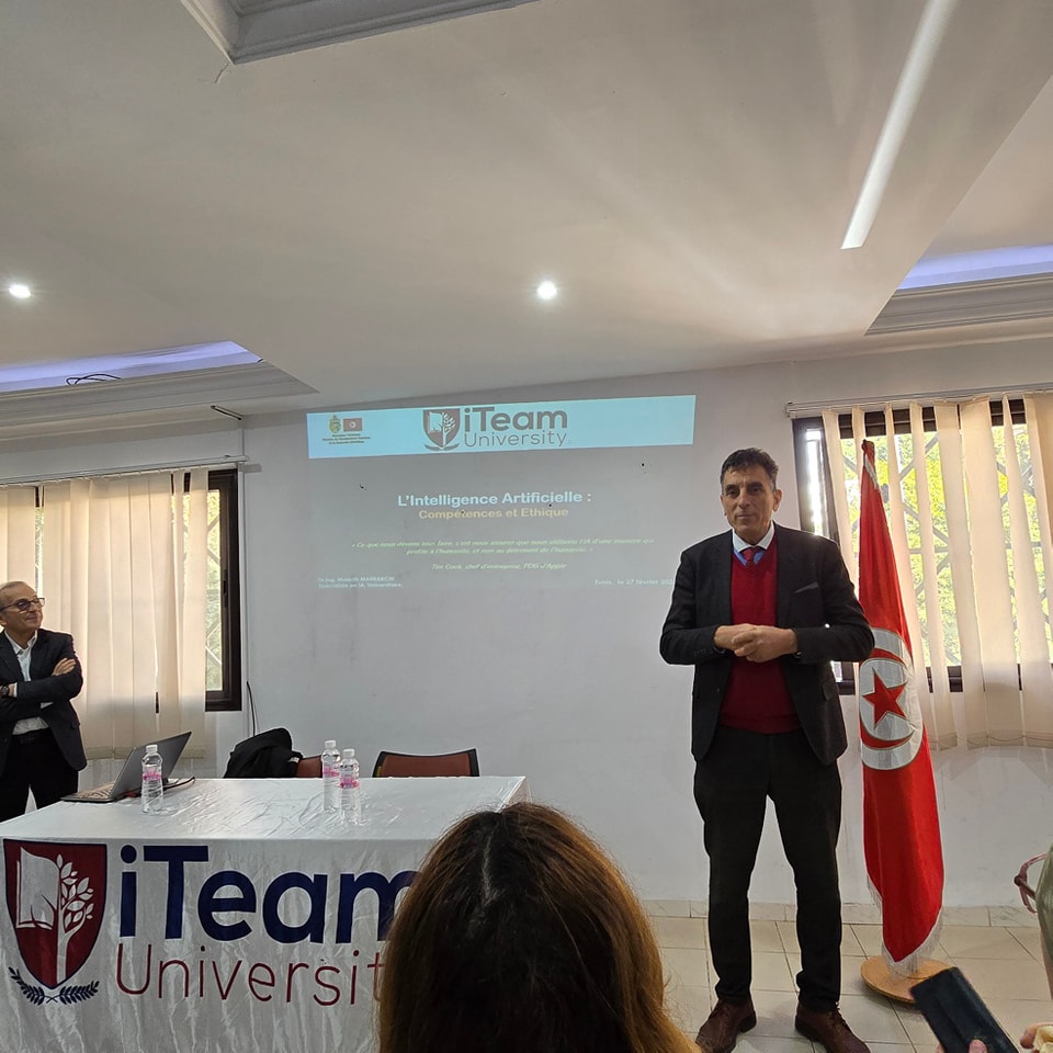 Pr&eacute;sentation Intelligence Artificielle Comp&eacute;tences et &Eacute;thique avec drapeau tunisien